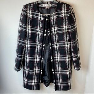 TAHARI Tweed Long Pea Coat